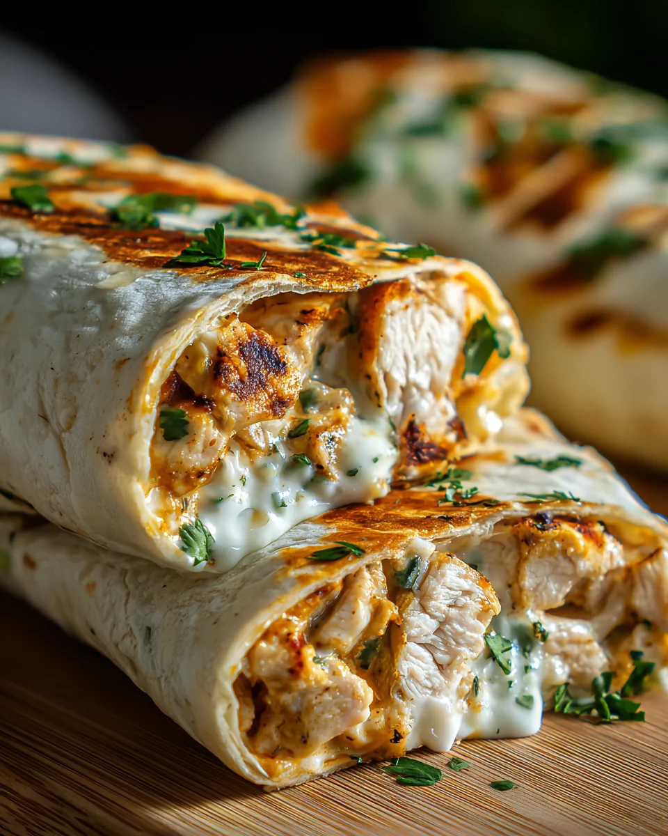 Kaesige Knoblauch Haehnchen Wraps: Dein schnelles Lieblingsrezept!