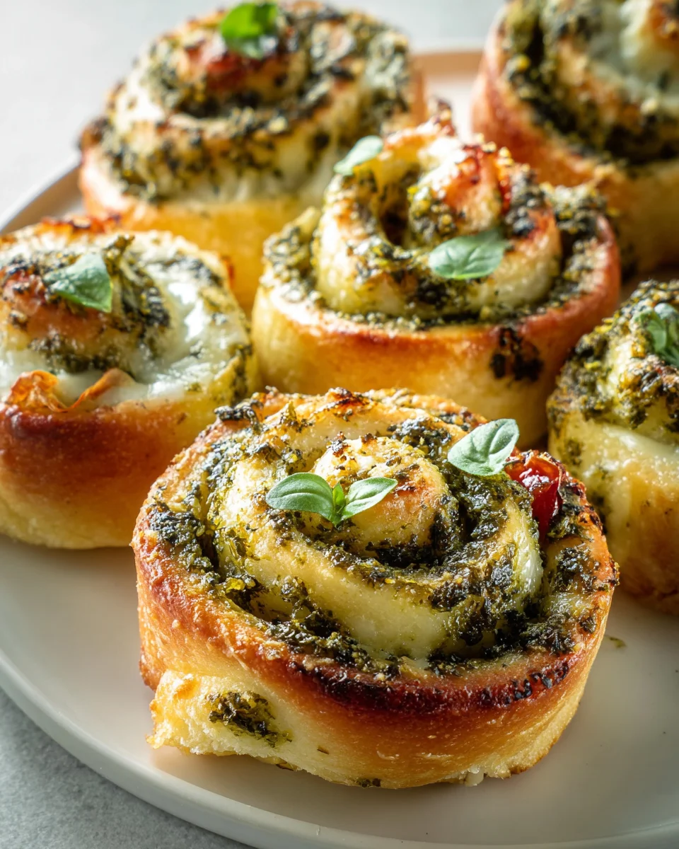 Pizzaschnecken mit Pesto & Mozzarella: Einfach unwiderstehlich!