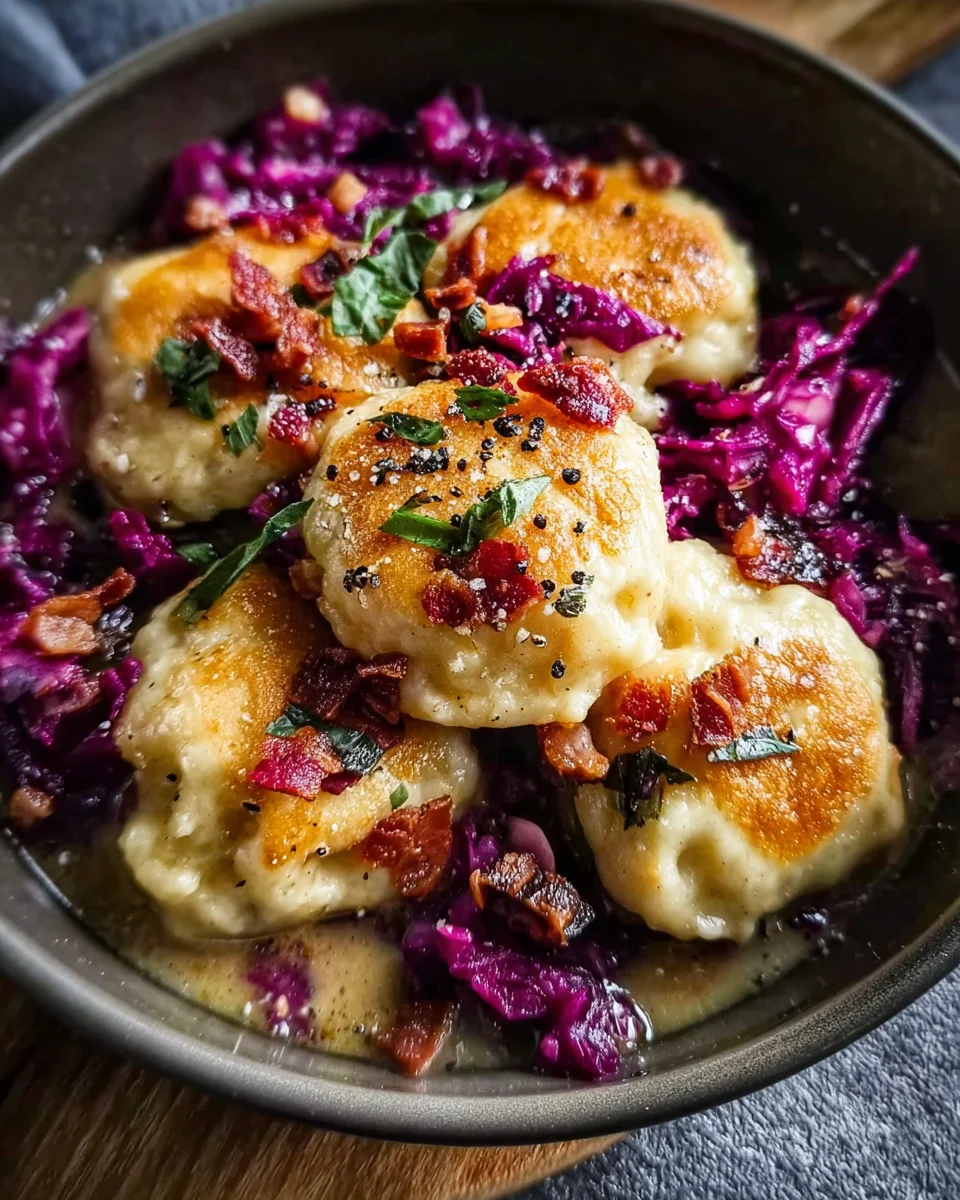 Brezenknödel mit Rotkohl & Rinder-Speck Sahne – Ultimativ!