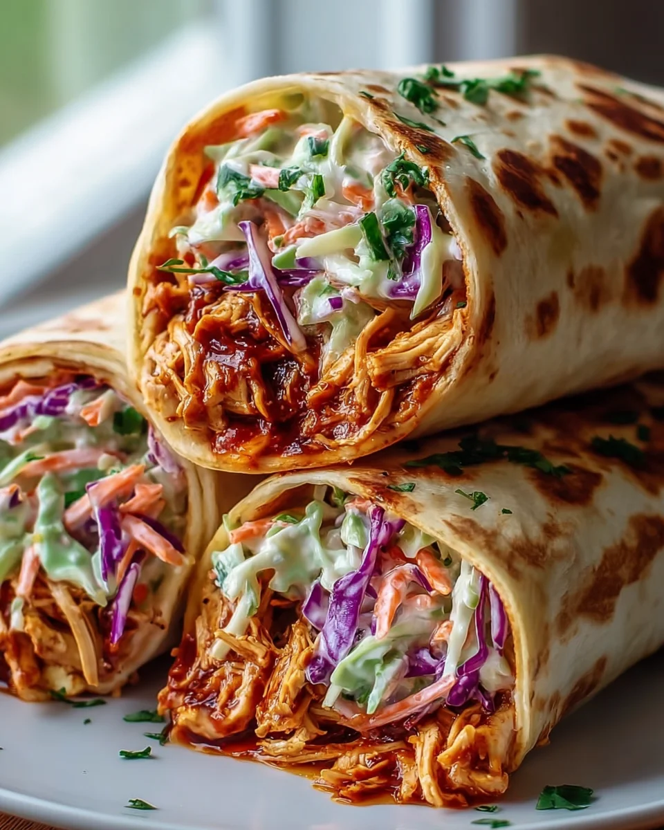 Schnelle & leckere BBQ Hähnchen Coleslaw Wraps für jeden Tag