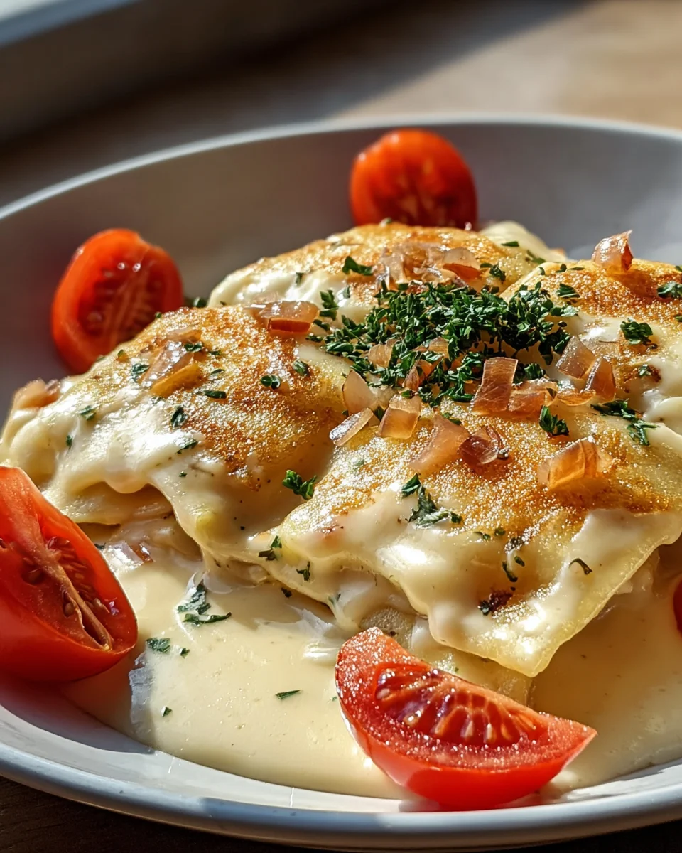 Cremige Maultaschen mit Käsesoße
