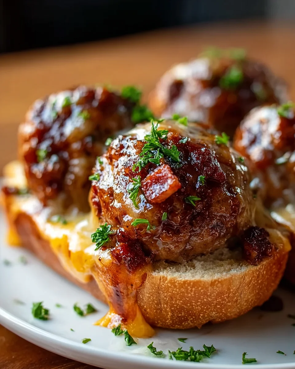 Sizzling BBQ Beef Bacon Cheeseburger Meatball Rezept genießen!