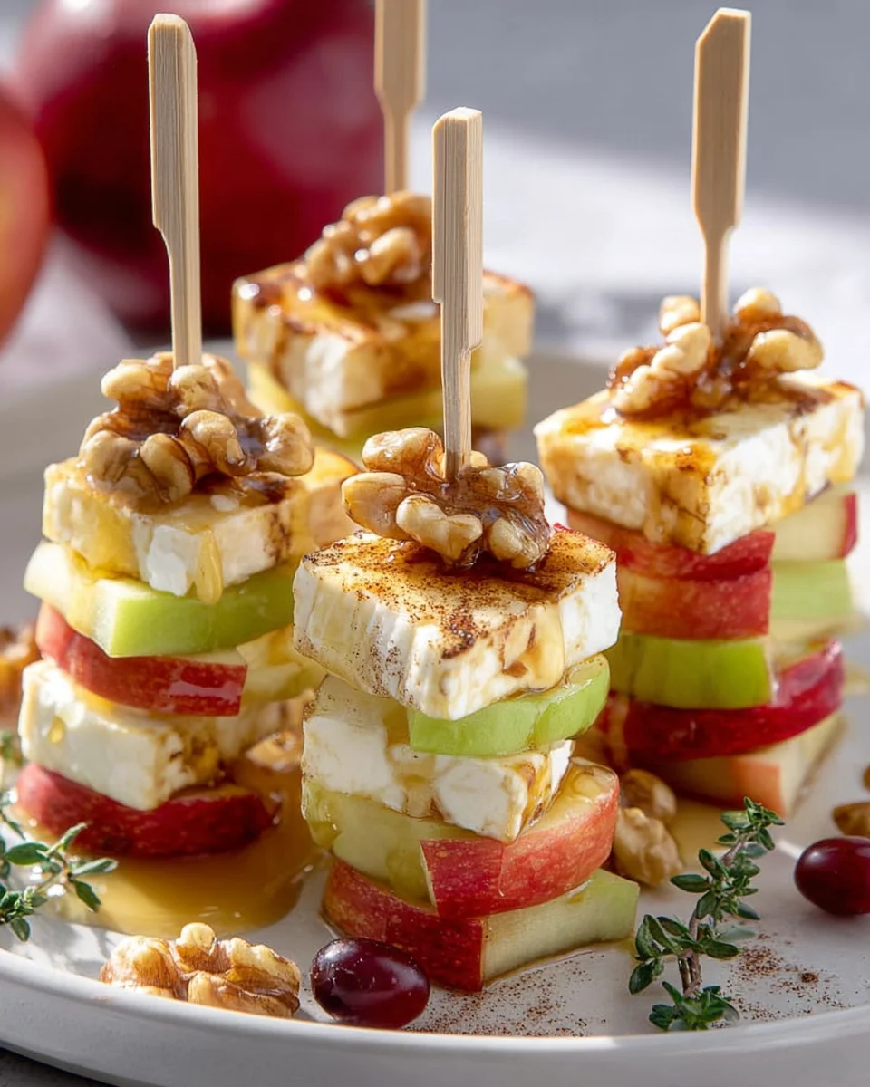 Apfel Camembert Walnuss Spieße: Schnell & unwiderstehlich