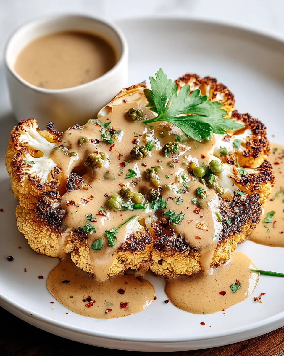 Blumenkohlsteak mit cremiger Pfefferrahmsauce genießen!