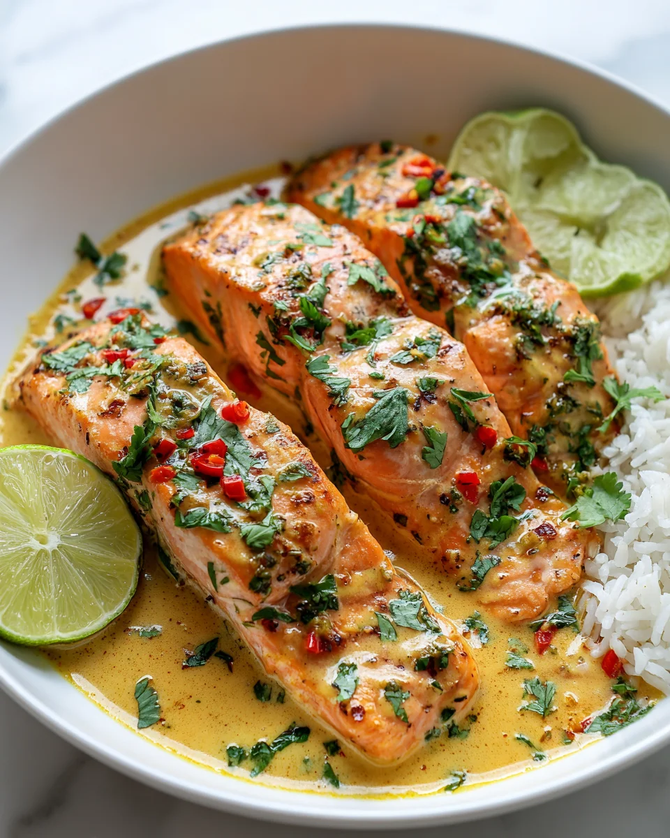 One Pan Coconut Curry Salmon With Garlic Butter
