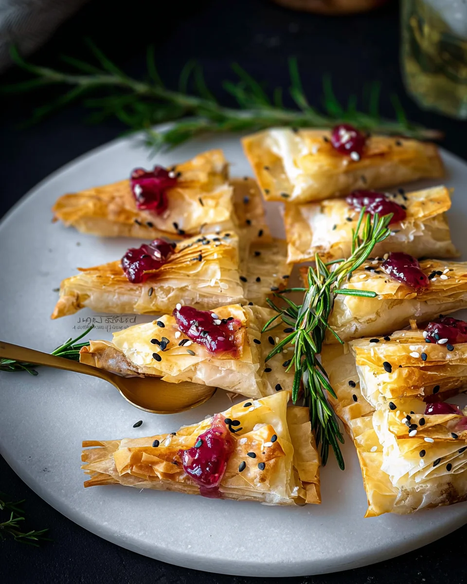 Cranberry und Brie Filo Crackers: Einfaches Video-Rezept