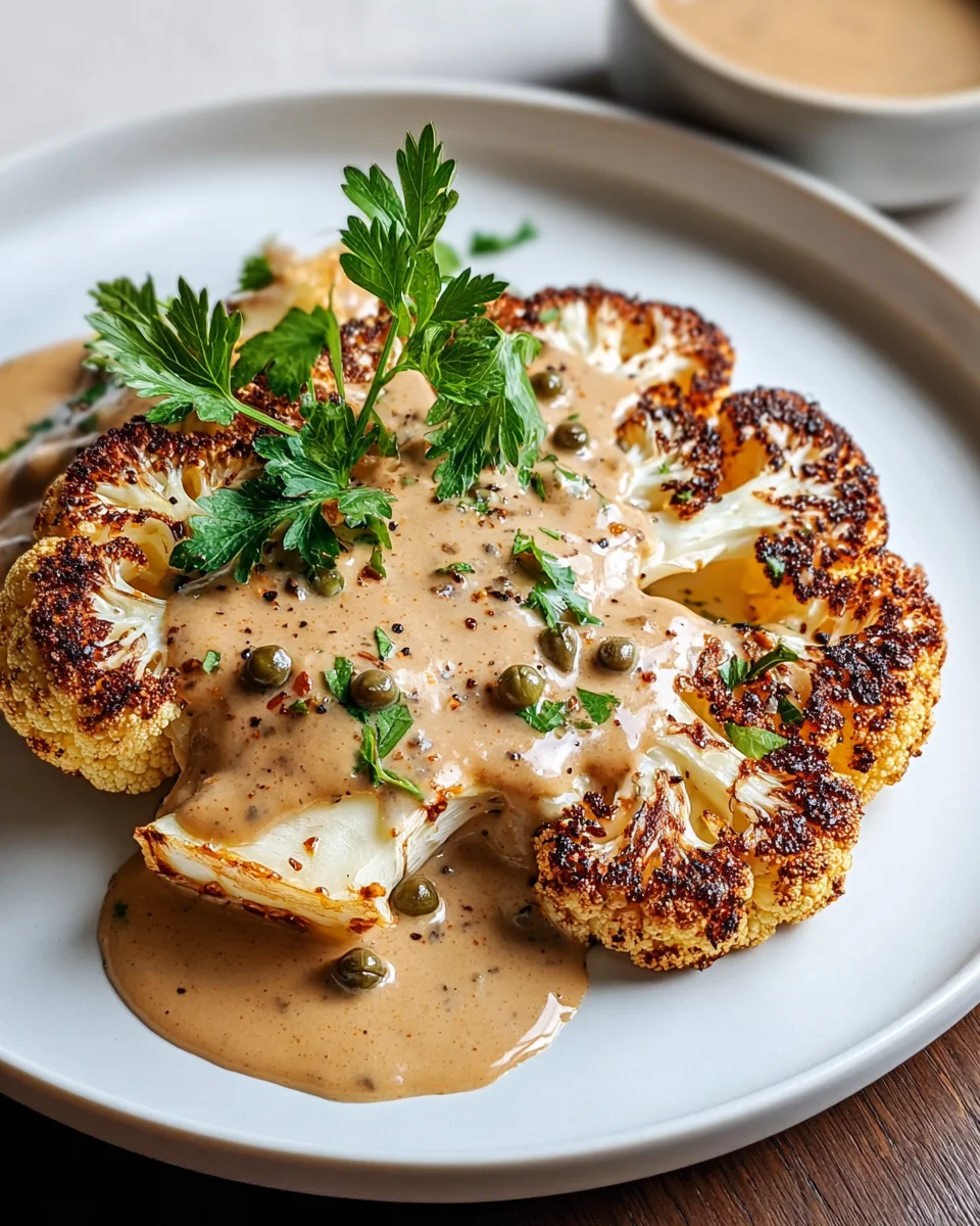 Blumenkohlsteak mit cremiger Pfefferrahmsauce genießen!