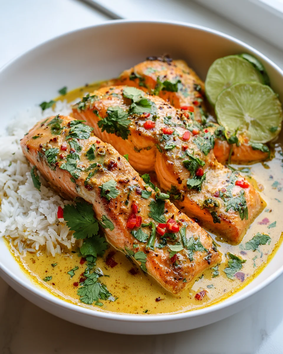 One Pan Kokosnuss-Curry-Lachs mit Knoblauchbutter Rezept