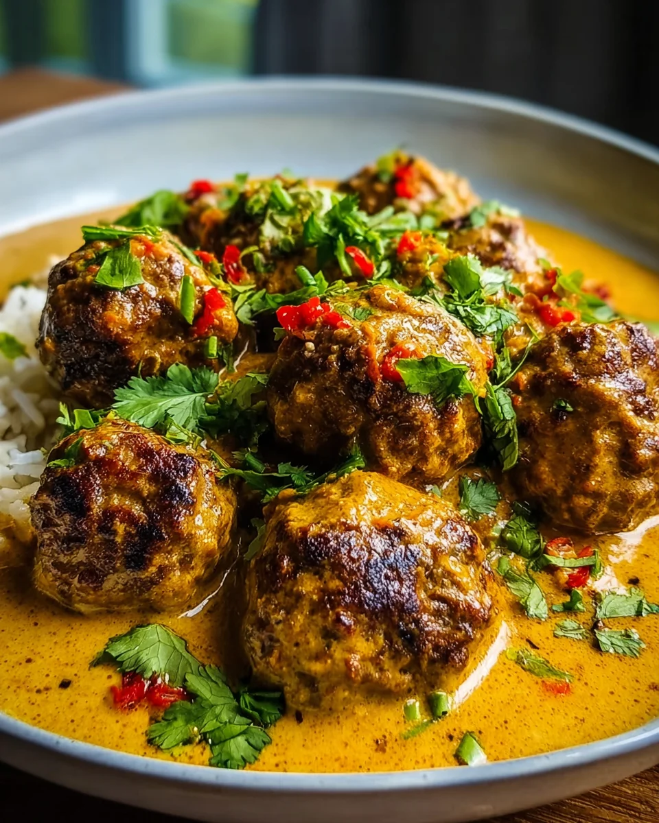Jerk Meatballs In Coconut Curry Sauce