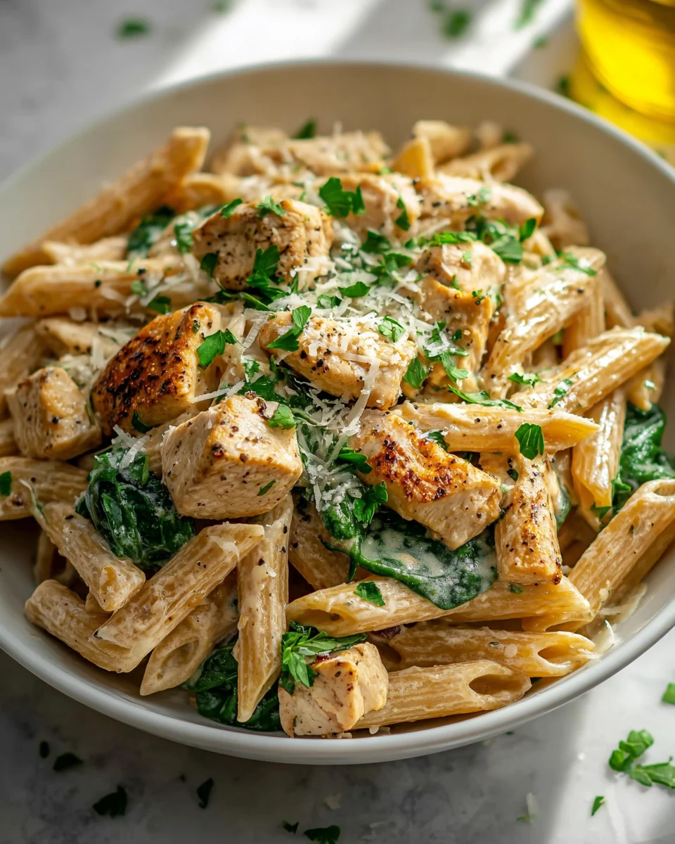 Healthy Garlic Parmesan Chicken Pasta