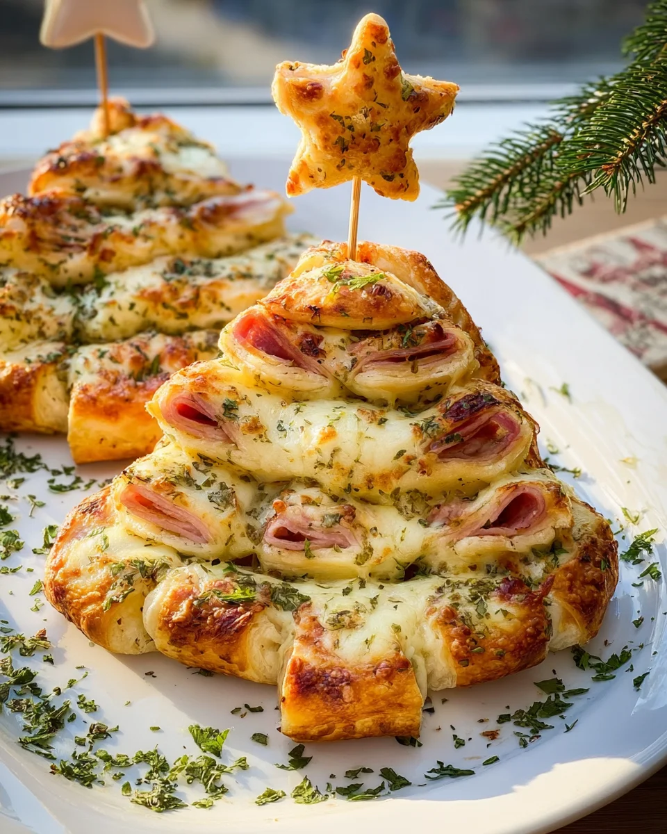 Pizza Weihnachtsbaum mit Käse und Schinken – Festlicher Genuss!