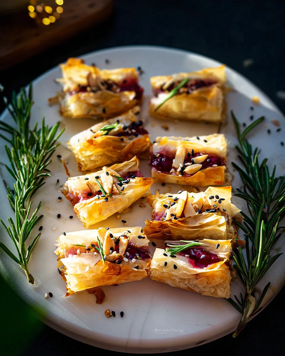 Cranberry und Brie Filo Cracker