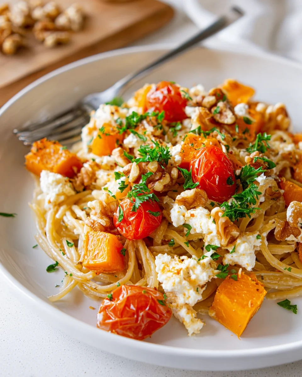 Kürbis Feta Pasta Rezept: Herbstliches Soulfood in Min.