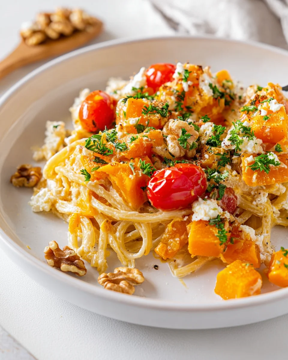 Kürbis Feta Pasta Rezept: Herbstliches Soulfood in Min.