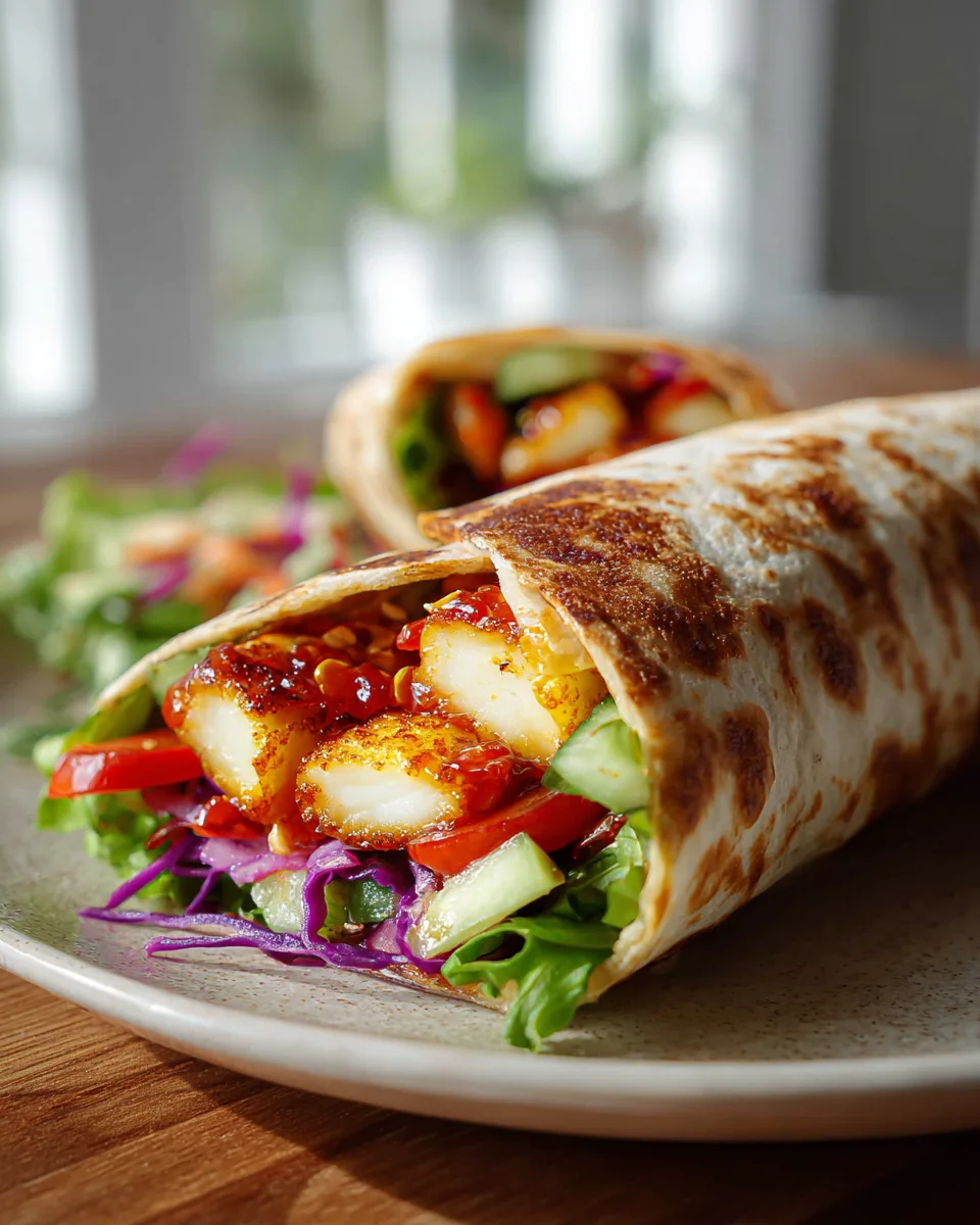 Einfache Sweet Chili Halloumi Wraps – Vegetarisches Lunch Rezept