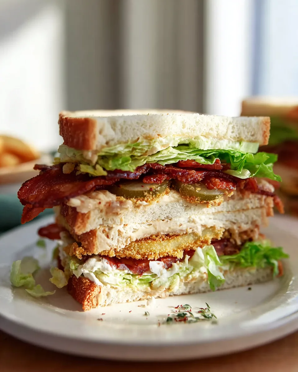 Knusprig-gebratene grüne Tomate Beef BLT Sandwich