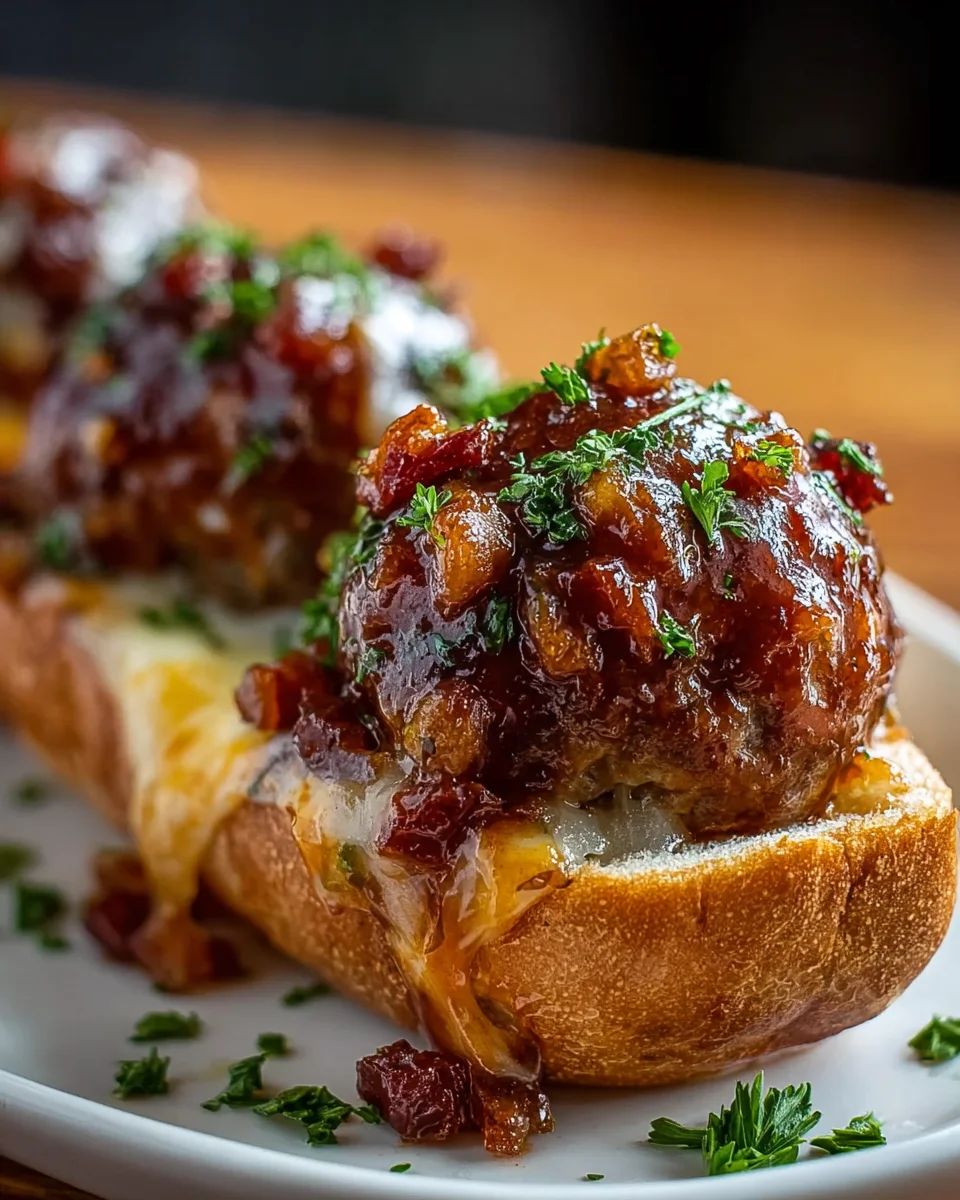 Sizzling Bourbon BBQ Bacon Cheeseburger Meatball