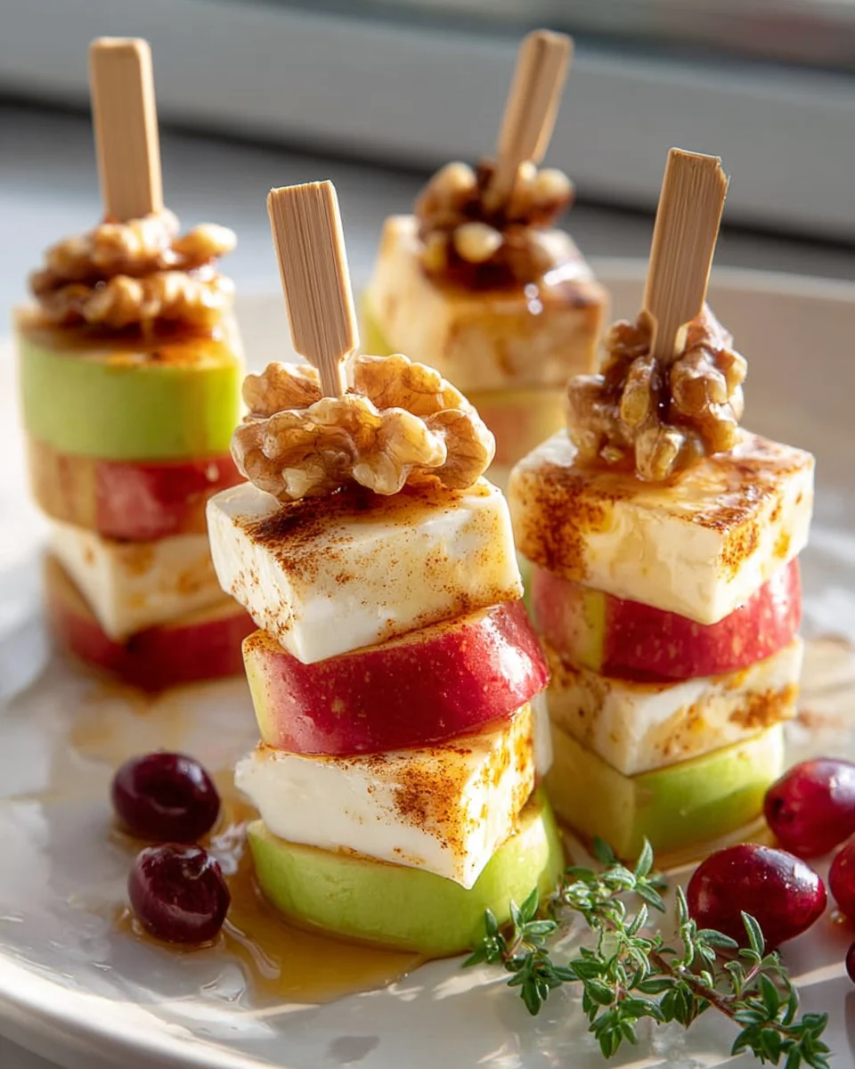Apfel Camembert Walnuss Spieße: Schnell & unwiderstehlich
