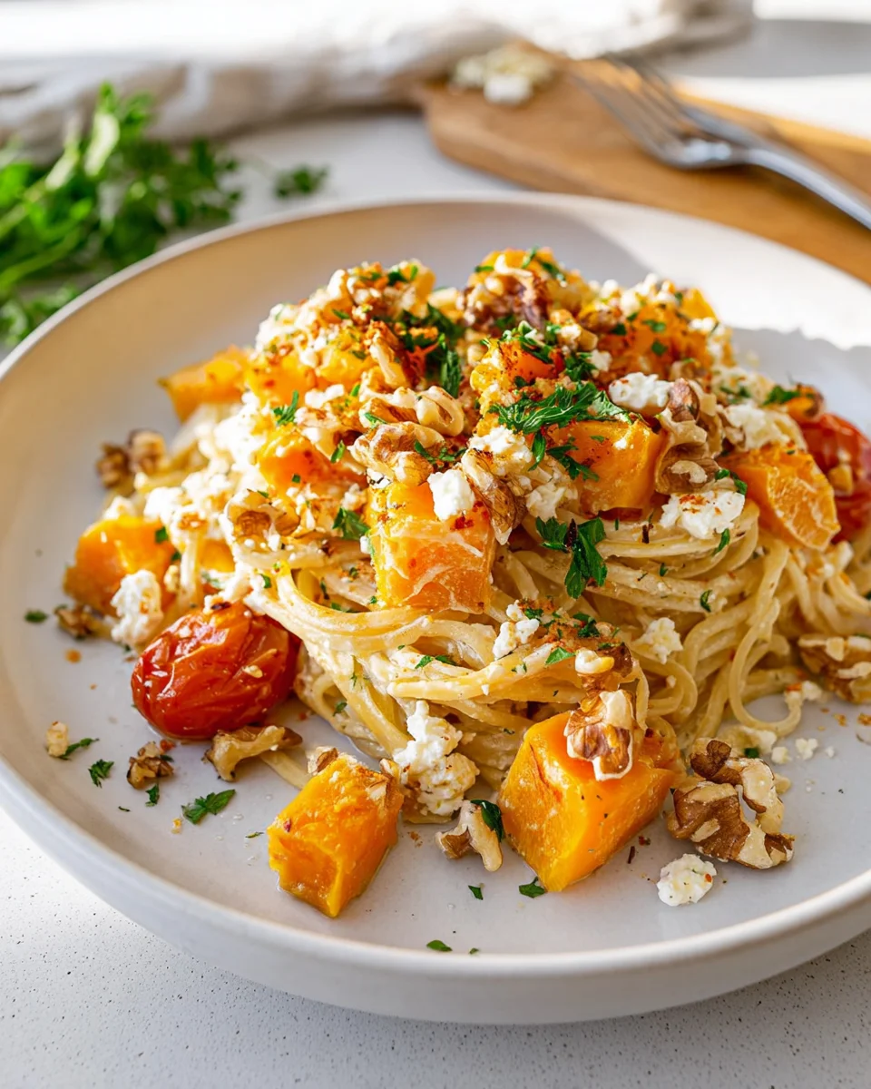 Kürbis Feta Pasta: Cremig, würzig, einfach lecker!