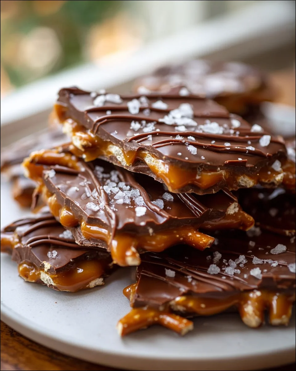 Bestes Rezept für gesalzenen Karamell-Pretzel-Bark