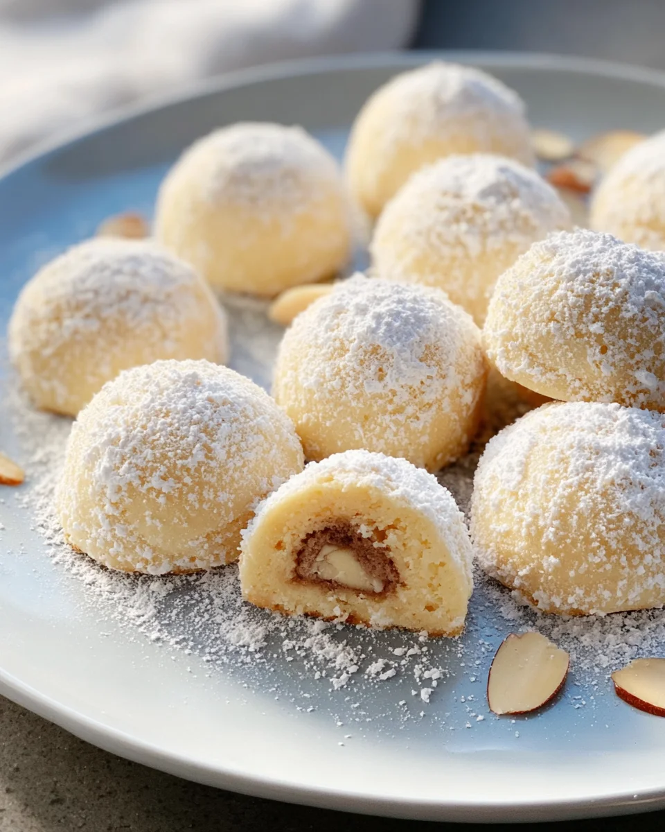 Vanillekipferl Kugeln mit Marzipan und Nougat ohne Alkohol