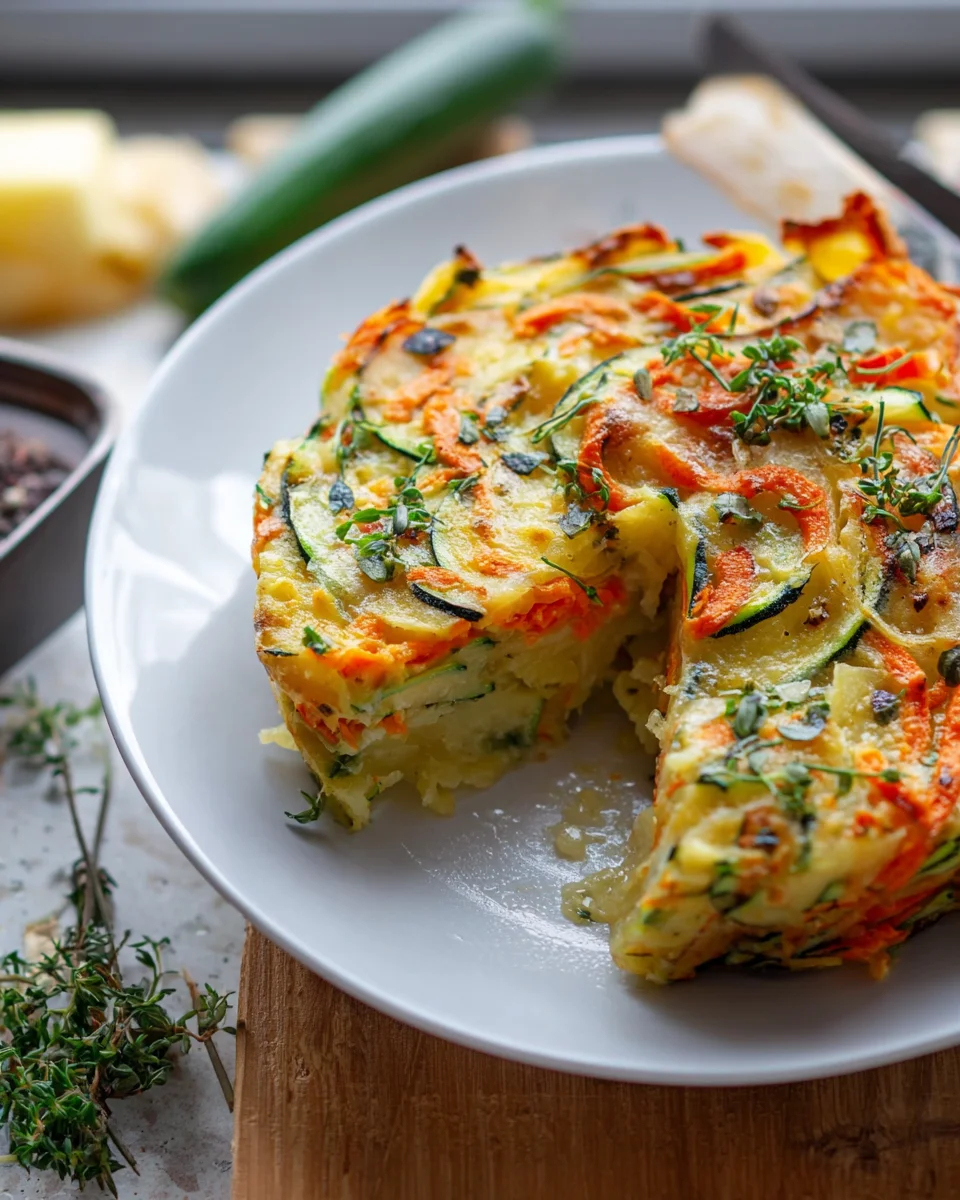 Vegetarischer Kartoffelauflauf mit Zucchini und Karotten genießen