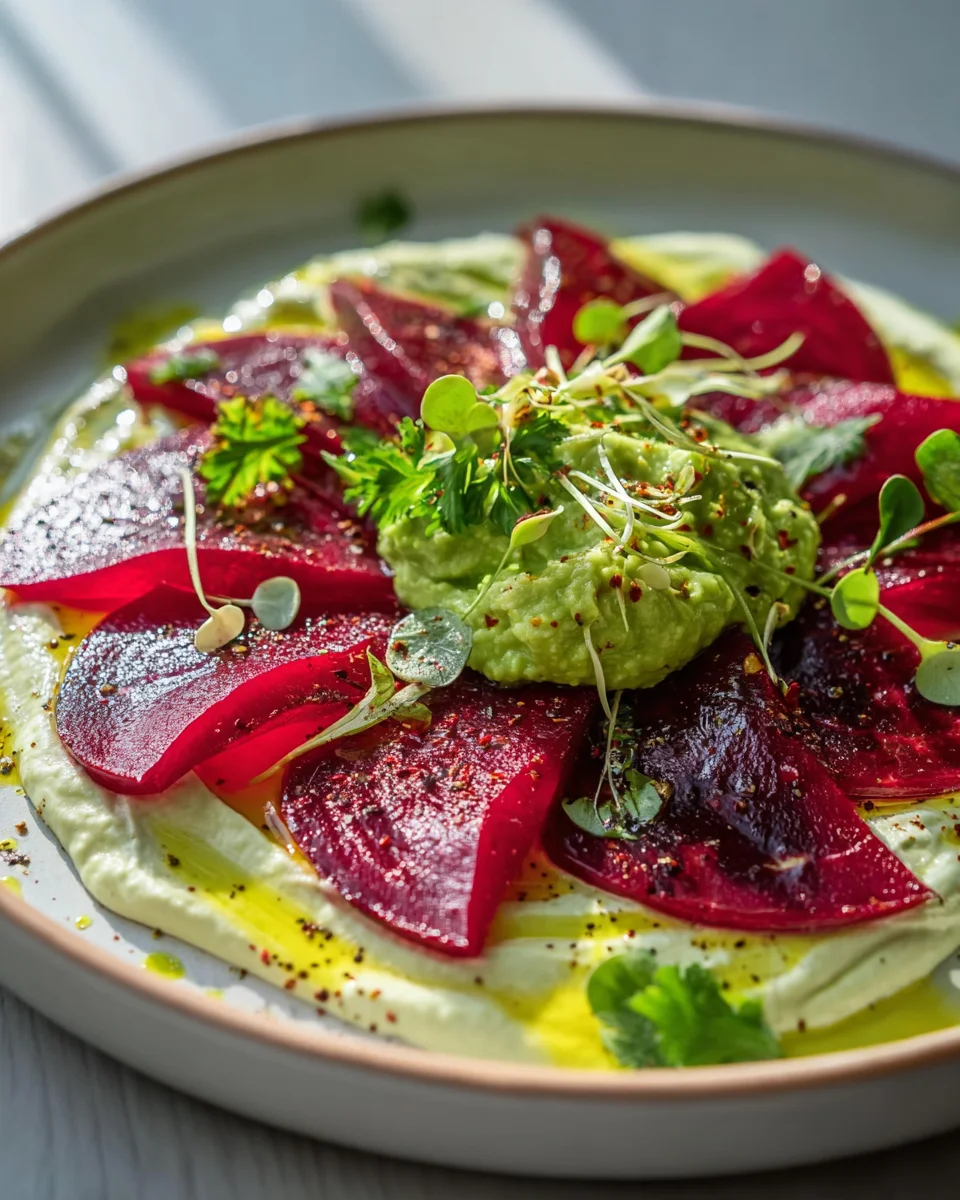 Rote Bete Carpaccio auf Avocadocreme – Gesund & Lecker!