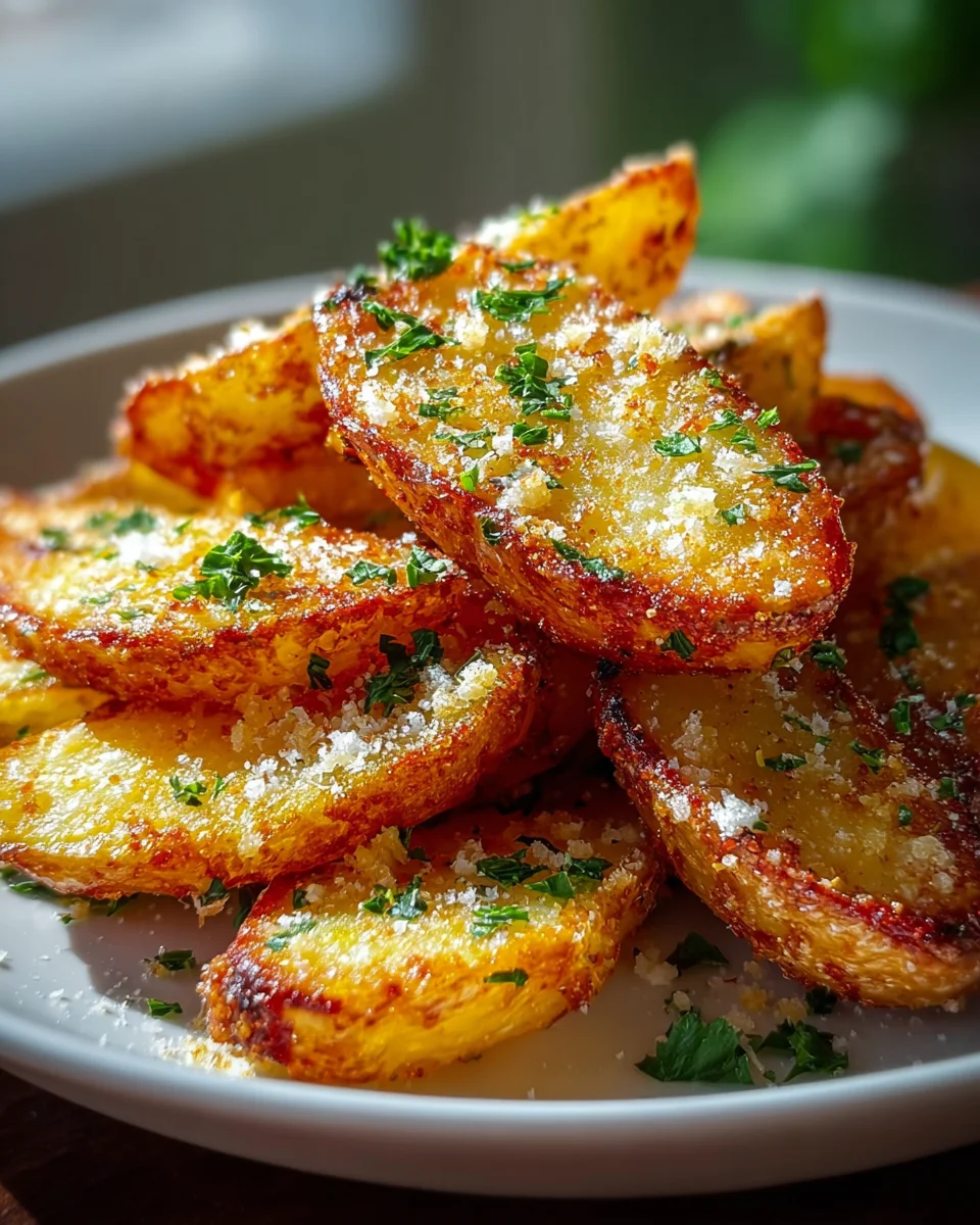 Knusprige Knoblauch Parmesan Kartoffelspalten – Rezept