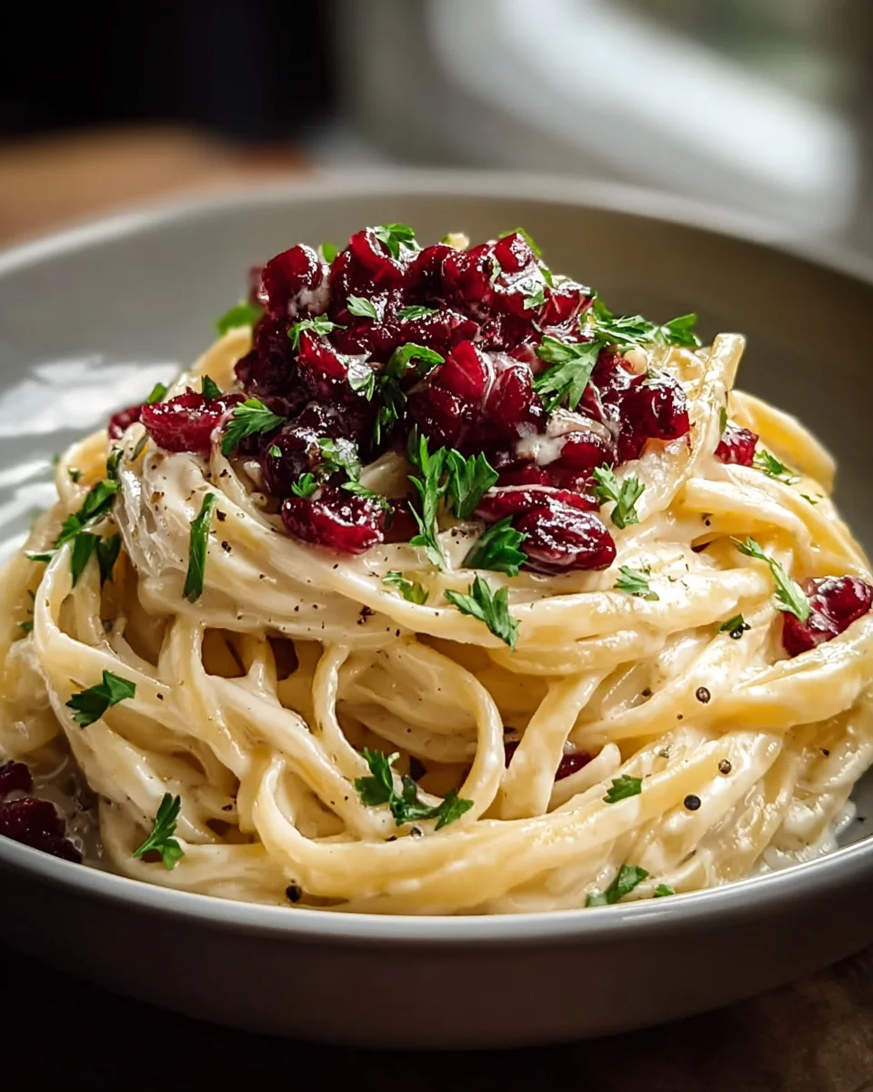 Brie Pasta mit Preiselbeer-Kompott – köstlich & alkoholfrei!