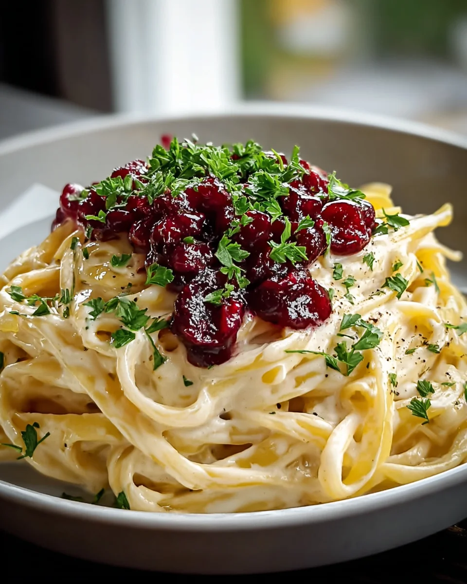 Brie Pasta mit Preiselbeer-Kompott – köstlich & alkoholfrei!