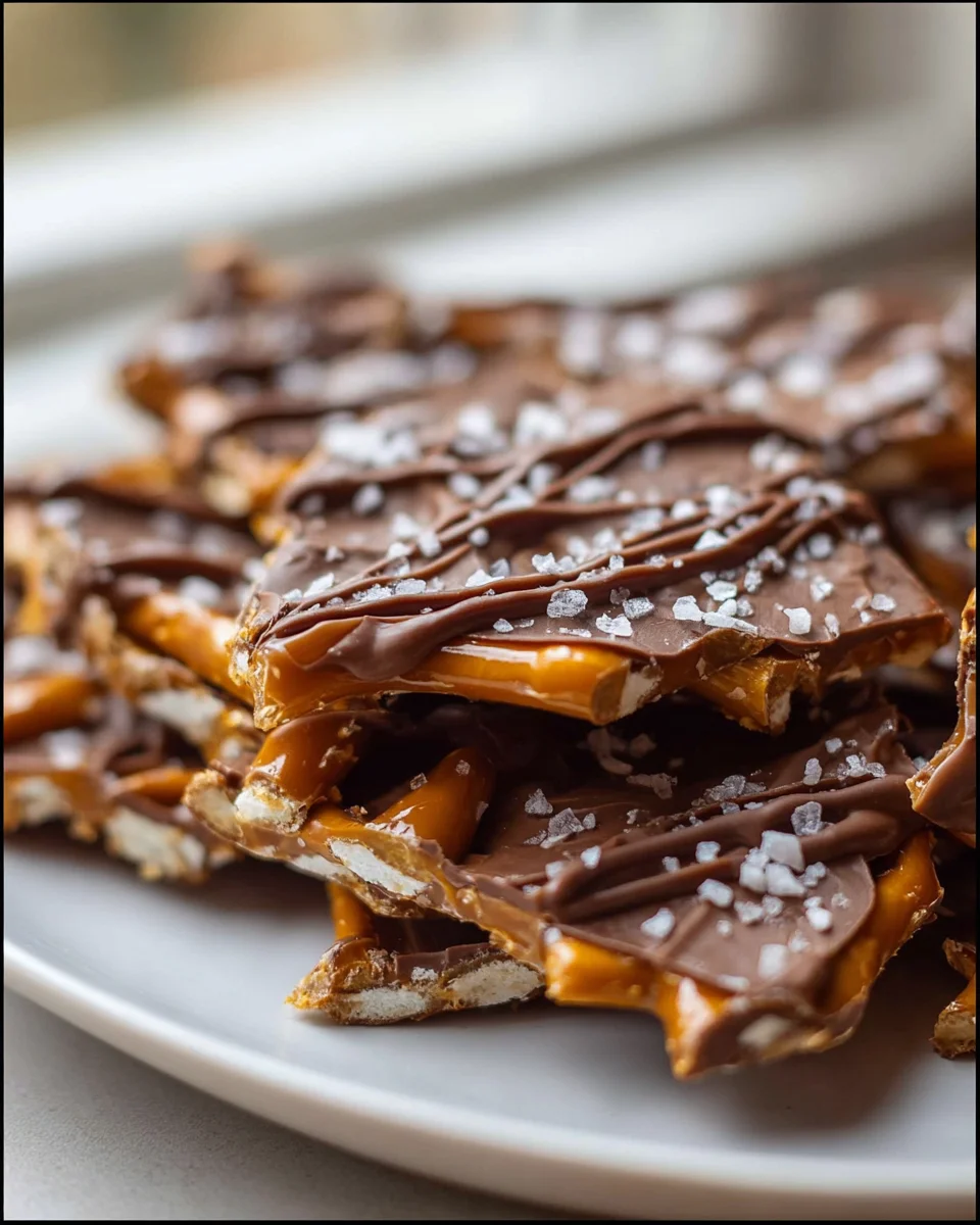 Bestes Rezept für gesalzenen Karamell-Pretzel-Bark