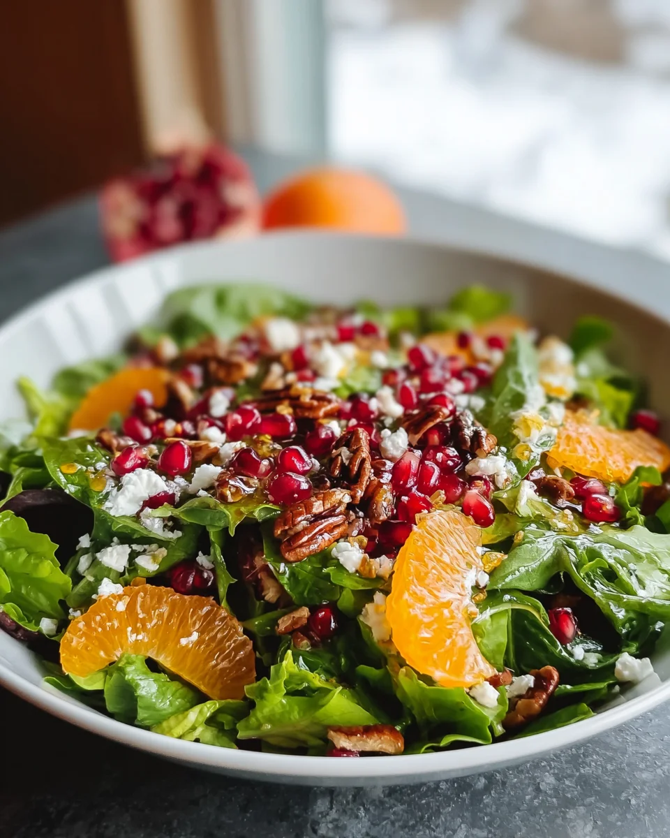 Weihnachtlicher Salat mit Orangen, Granatapfel und Feta