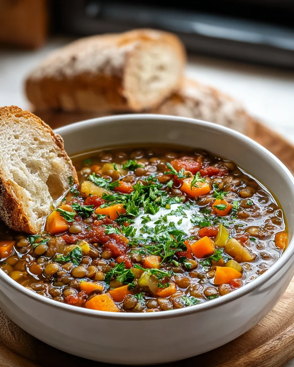 Einfache mediterrane Linsensuppe mit kräftigen Aromen