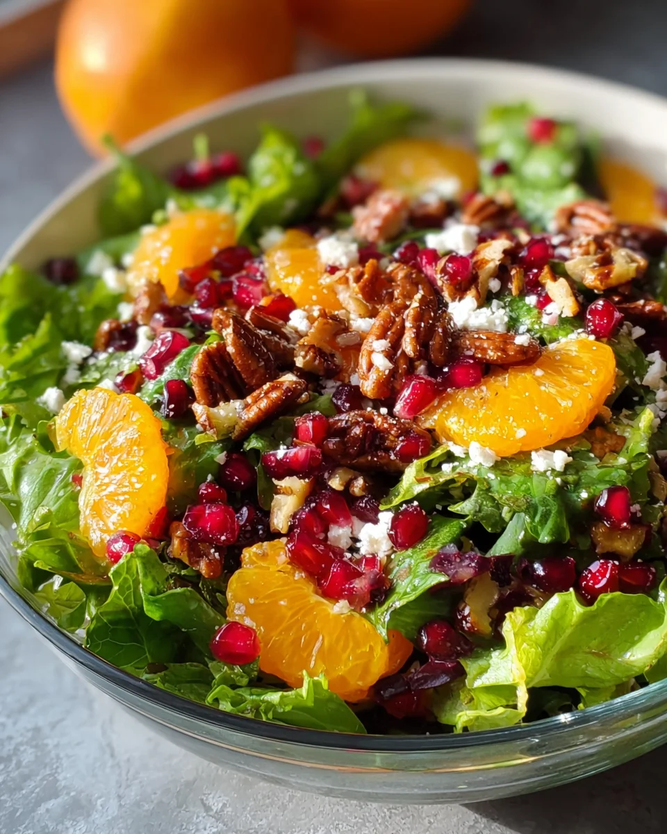 Weihnachtlicher Salat mit Orangen, Granatapfel und Feta