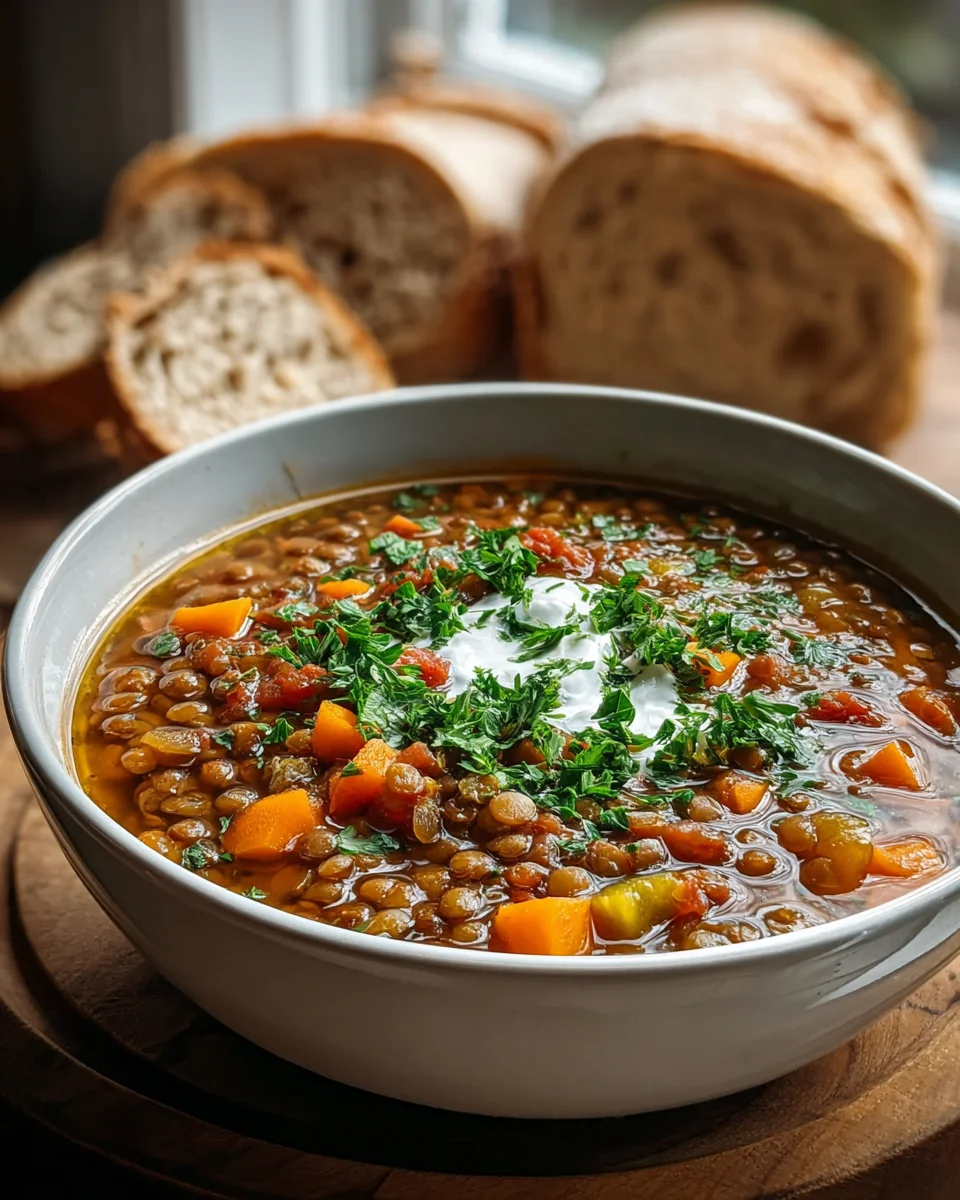Einfache mediterrane Linsensuppe mit kräftigen Aromen