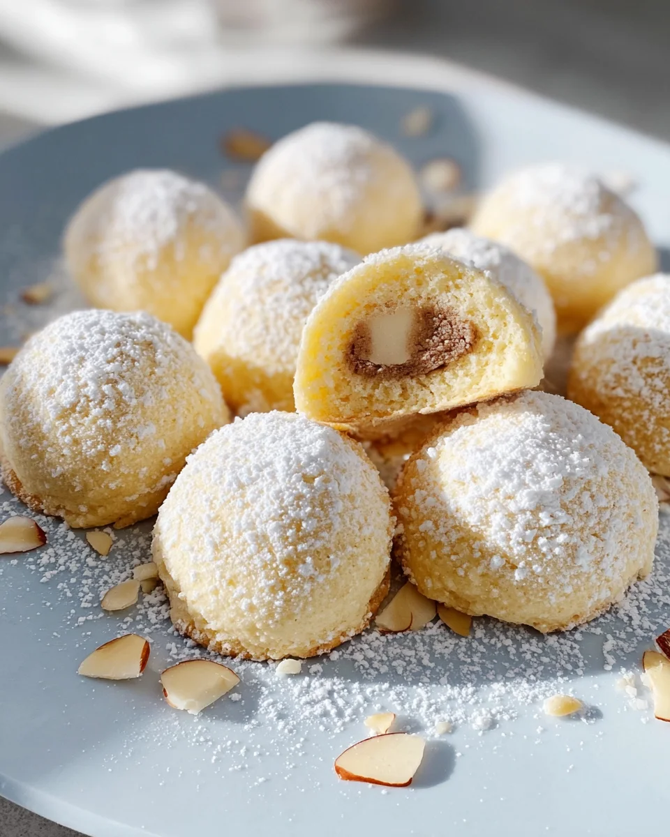Leckere Vanillekipferl Kugeln mit Marzipan-Nougat ohne Alkohol