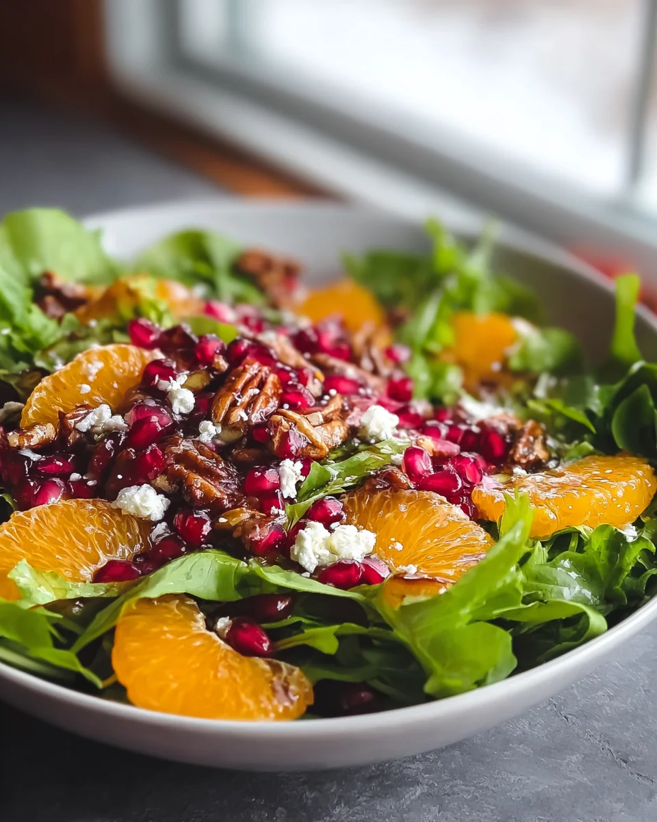 Festlicher Salat mit Orangen, Granatapfel und Feta genießen