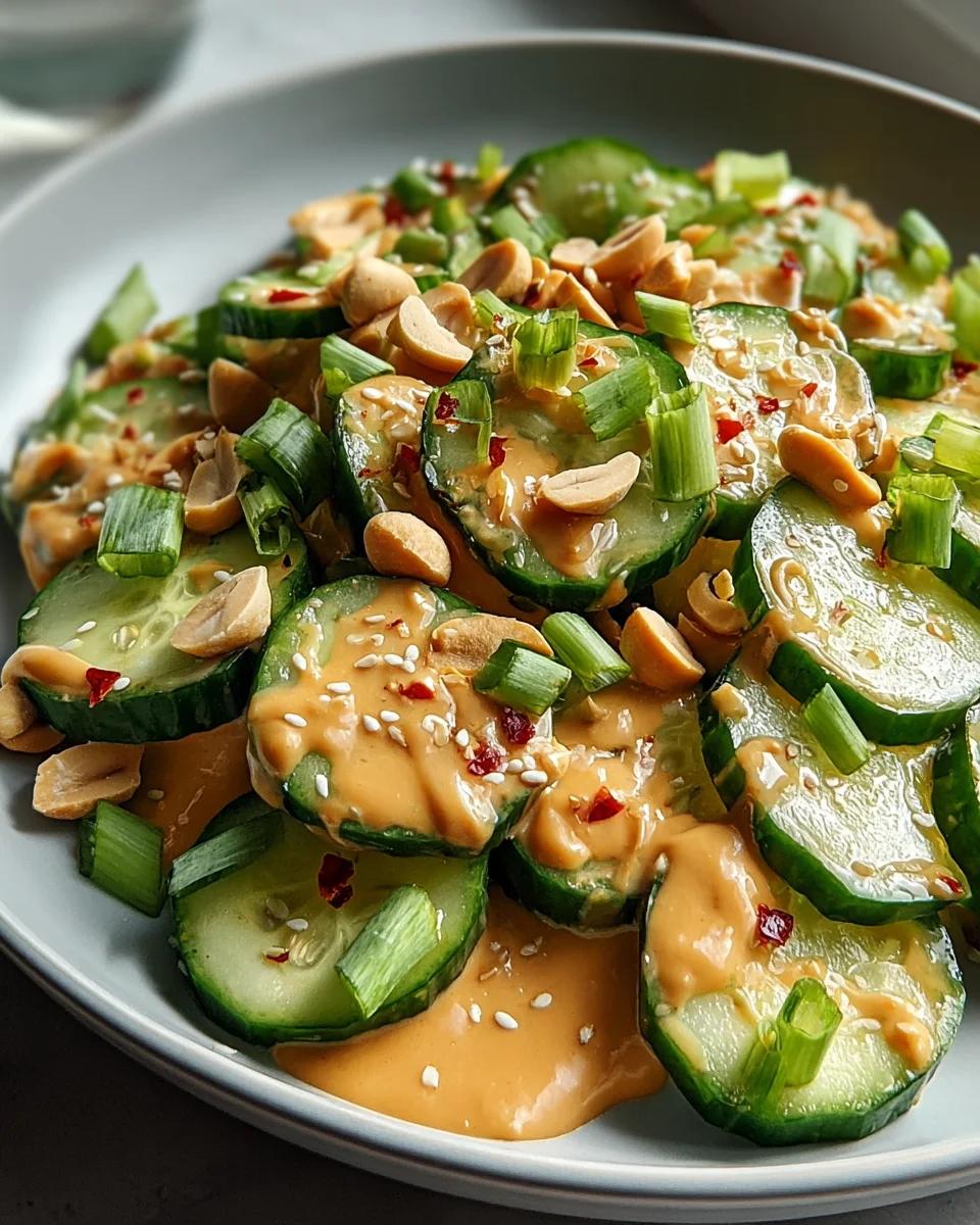 Gurkensalat mit scharfer Erdnusssauce - Ein Genuss!