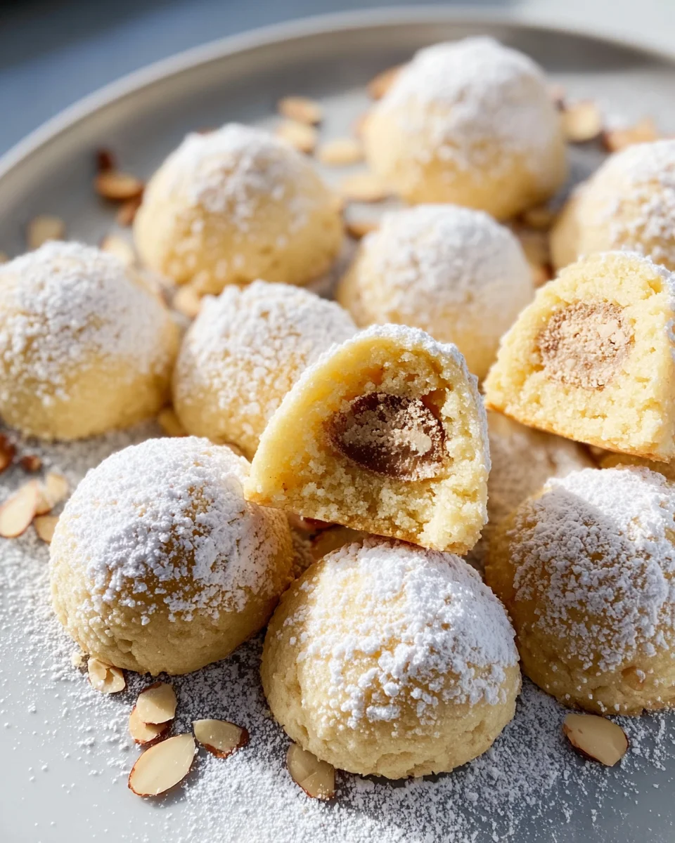 Leckere Vanillekipferl Kugeln mit Marzipan-Nougat ohne Alkohol