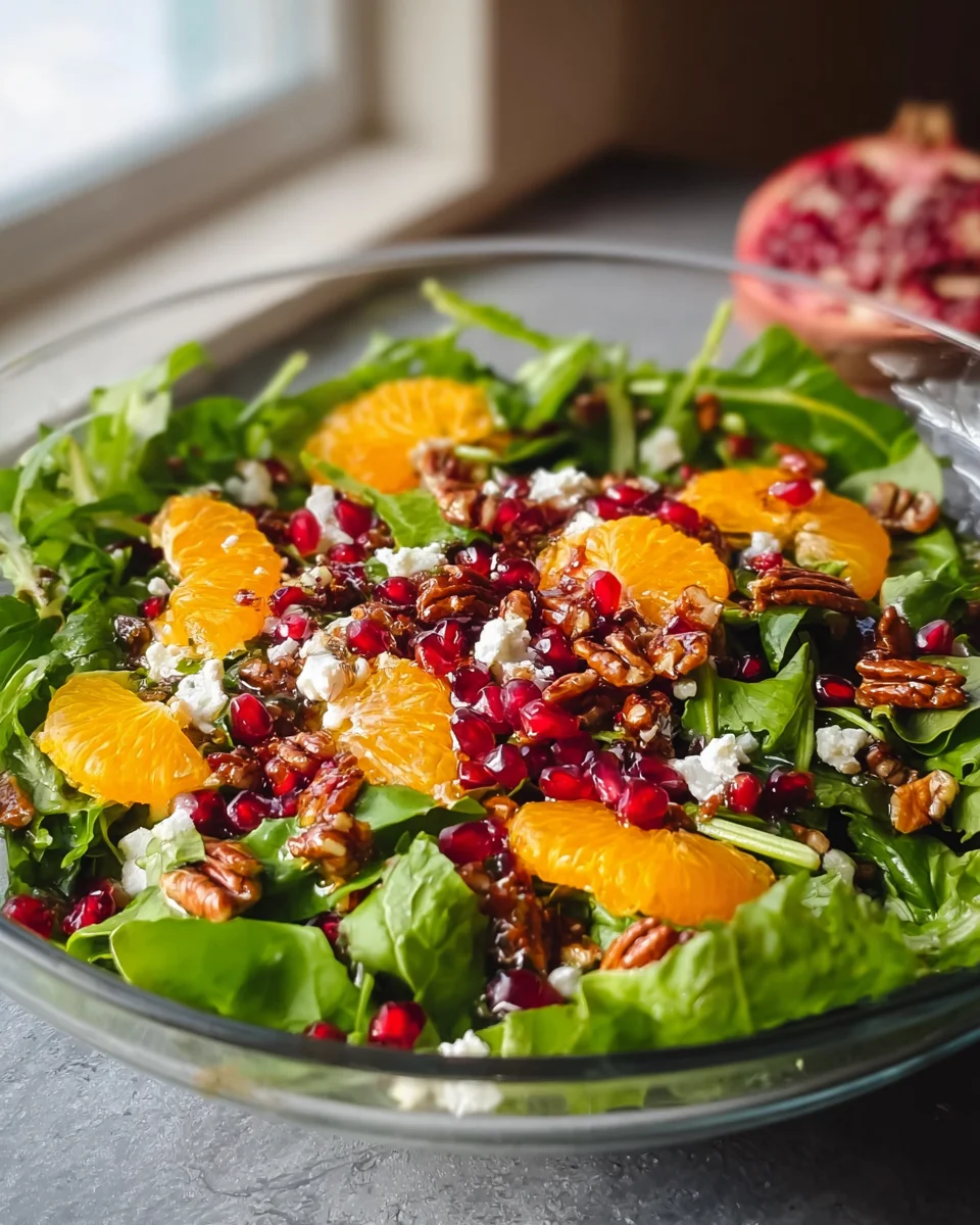 Festlicher Salat mit Orangen, Granatapfel und Feta genießen