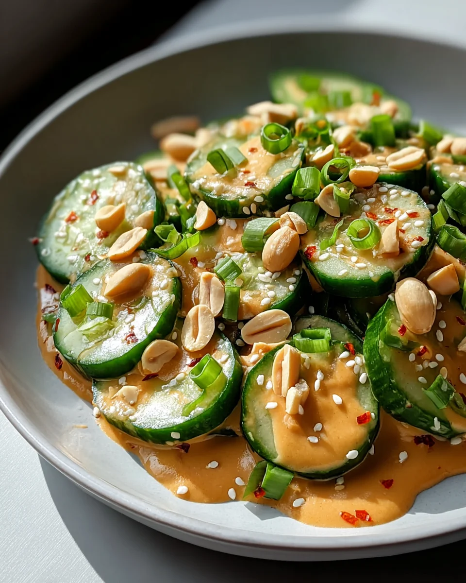 Gurkensalat mit scharfer Erdnusssauce - Ein Genuss!