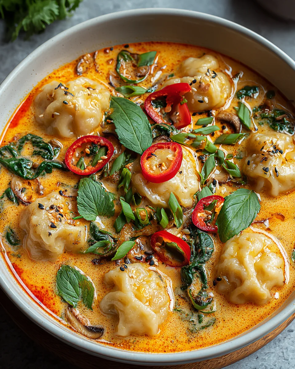 Thai Curry Dumpling Soup: Komfortable Pot Sticker Rezept