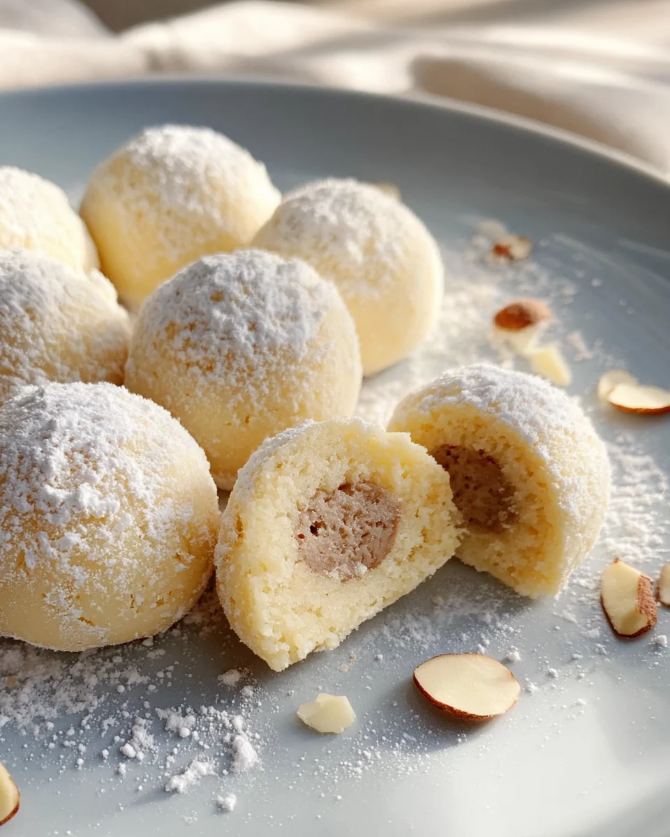 Vanillekipferl Kugeln mit Marzipan und Nougat ohne Alkohol