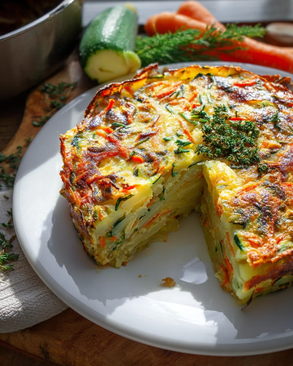 Vegetarischer Kartoffelauflauf mit Zucchini und Karotten genießen