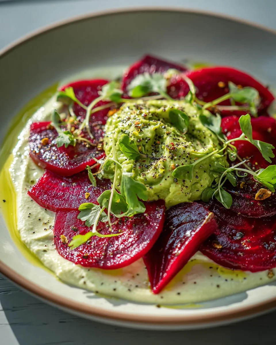 Rote Bete Carpaccio auf Avocadocreme – Gesund & Lecker!