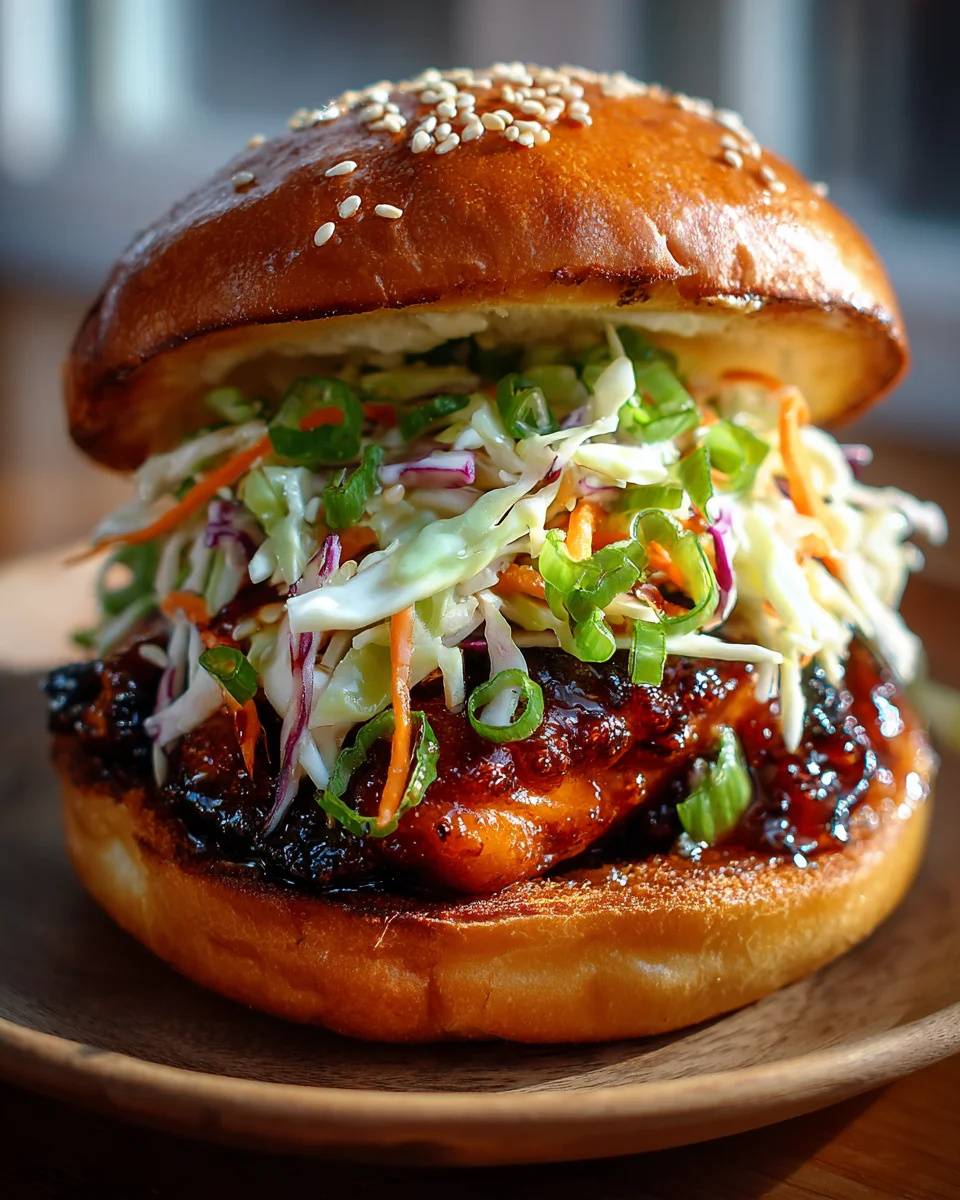 Koreanisches BBQ Chicken Sandwich mit knackigem Kohl-Slaw