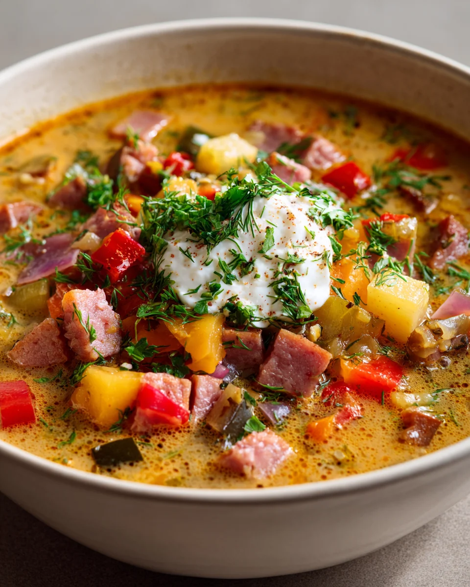 Soljanka Rezept: Würzige Beef-Wurst Suppe mit Paprika & Gurken