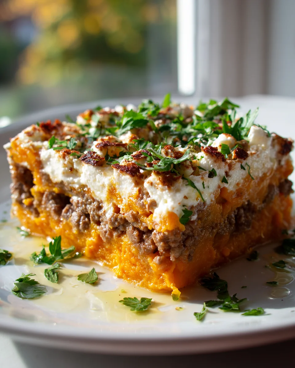 Süßkartoffel Hackfleisch Auflauf mit Feta – Herzhaft & Lecker!