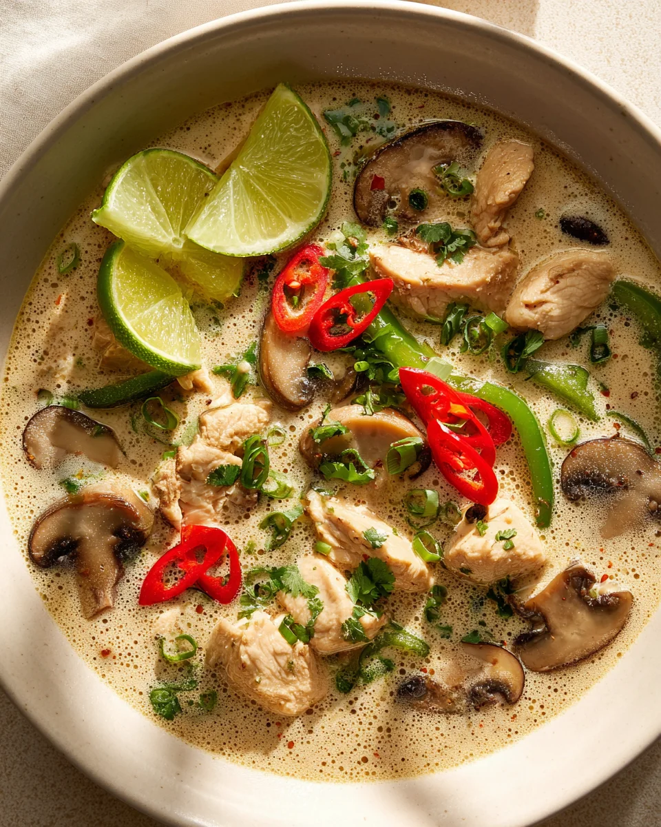 Cremige Thai Kokos-Hähnchen Suppe mit Limette: Einfach Lecker!