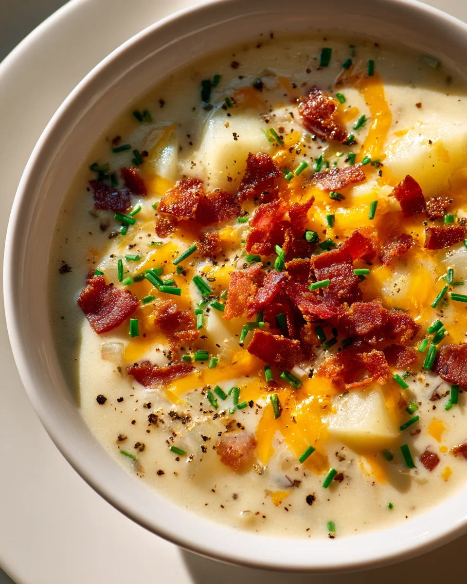 Loaded Ofenkartoffelsuppe: Herzhaft mit Rinderbacon & Cheddar